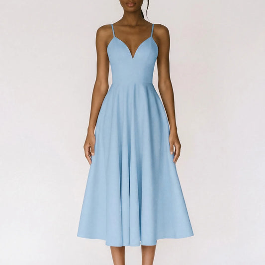 Alba Muse Sweetheart Neck Strappy Midi Dress For Weddings