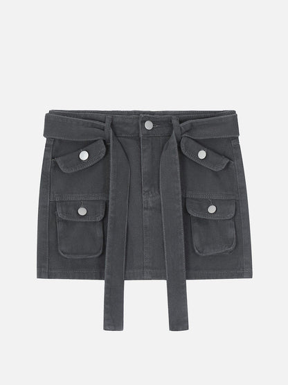 Vintage Multi Pocket Denim Skirt
