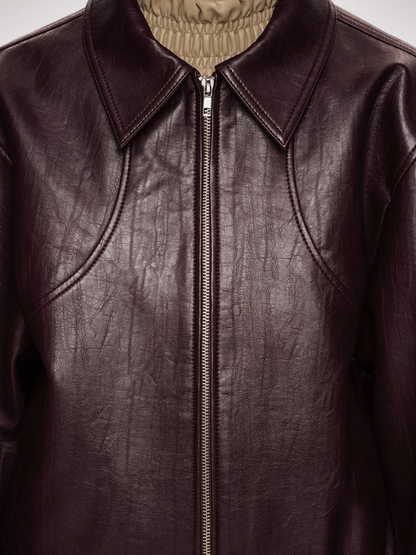 Burgundy Vegan Leather Jacket