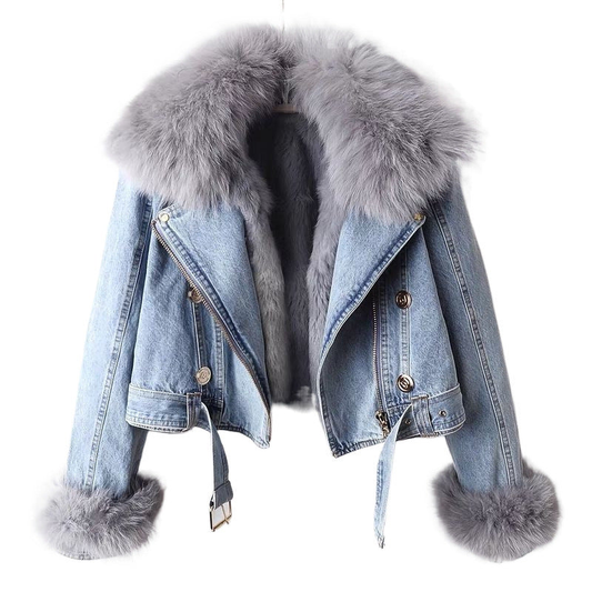 Faux Fur Detailing Denim Jacket