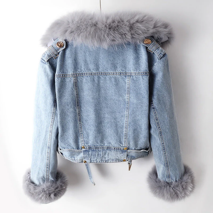 Faux Fur Detailing Denim Jacket